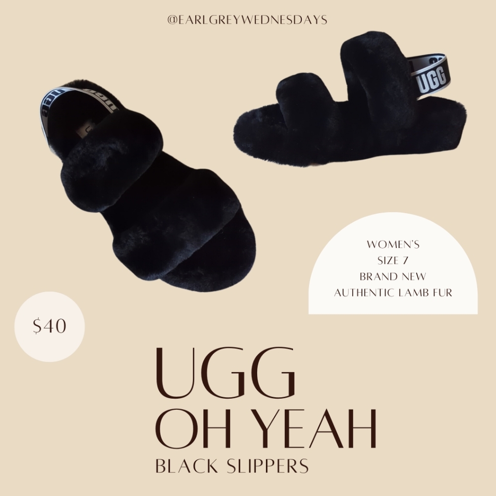 Ugg Oh Yeah Black Slippers - Brand New - Size 7